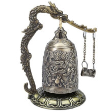 Buddhist bell with dragon carving, bronze trinket, meditation/prayer/monk bell, home office decoration, artwork