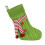 Chaussette de Noël verte en maille torsadée avec écharpe 1