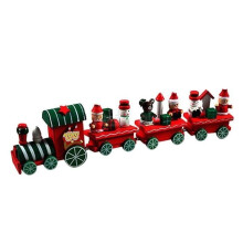 Décoration intérieure - Noël - Train en bois - Rouge et vert - 4 pièces - Stimule le développement des enfants