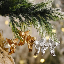 Ensemble de 12 pendentifs anges pour décoration de Noël - AQSACOKIYA - Pendentifs anges à suspendre - Décorations pour sapin de Noël