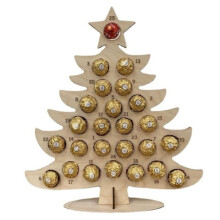 Kit de décoration de Noël, présentoir à chocolats en bois, présentoir à bonbons en forme de sapin de Noël avec rennes, calendrier