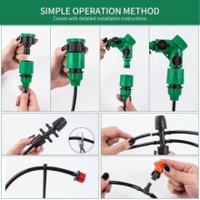 Système d'irrigation de jardin de 340 pièces, kit d'irrigation goutte à goutte automatique de 55 m + 15 m pour serre et pelouse.