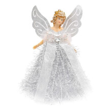 Ange de Noël en plastique argenté 20 x 13 cm - Décoration pour la maison, les fêtes et le sapin de Noël