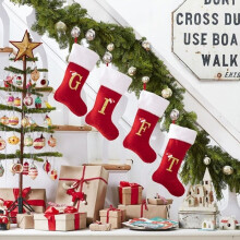 Alphabet en velours pour décoration de Noël, fournitures de loisirs créatifs, style D