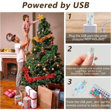 Étoile de Noël - 22 cm - 20 modes de changement de couleur - Alimentation USB avec télécommande polyvalente