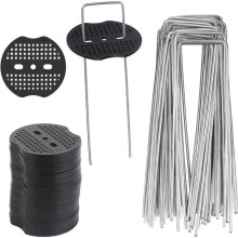 50pcs Garden Stakes, Tarp Tent Pegs with 50 Washers, Fixing Stakes for Tarps, Weed Control Fabric, Weed Control Stakes