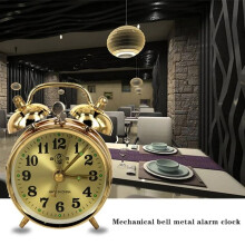 Sveglia meccanica retrò color oro, orologio vintage antico, orologio a carica manuale, orologio da tavolo snooze in metallo, oro