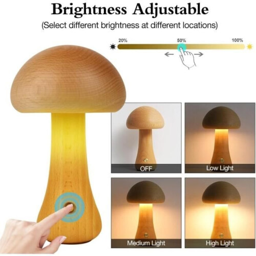Bedside Lamp - Model - Solid Wood - LED - USB Rechargeable - Yellow 2