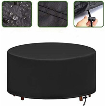 Housse de table ronde imperméable et coupe-vent pour mobilier de jardin, en tissu Oxford 420D (diamètre 128 x 71 cm)