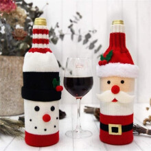 Housse de bouteille de vin - Noël - Tricotée à la main - Lot de 2 - Taille standard