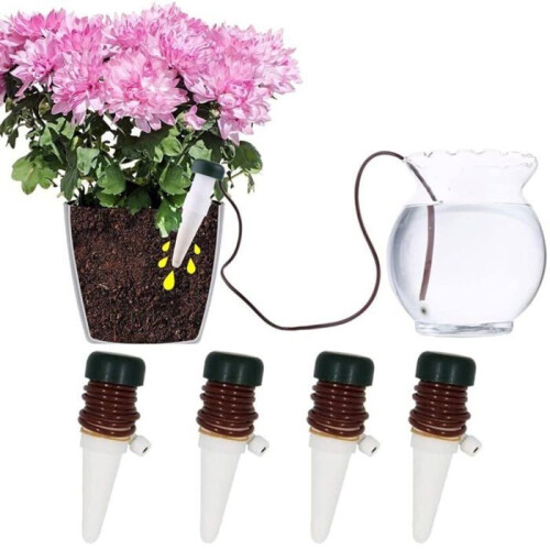 Drip Irrigation Bottle, 4 Pieces Ceramic Drip Irrigation Automatic Plant Sprinkler System