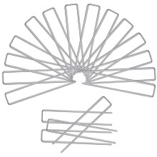 18 Garten- und Rasenbefestigungspfähle, U-förmige Klammern für Unkrautvlies, feuerverzinkt (3x150x25mm)