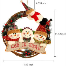 Couronne de Noël décorative pour porte, guirlande de Noël à suspendre pour porte d'entrée, couronne bonhomme de neige