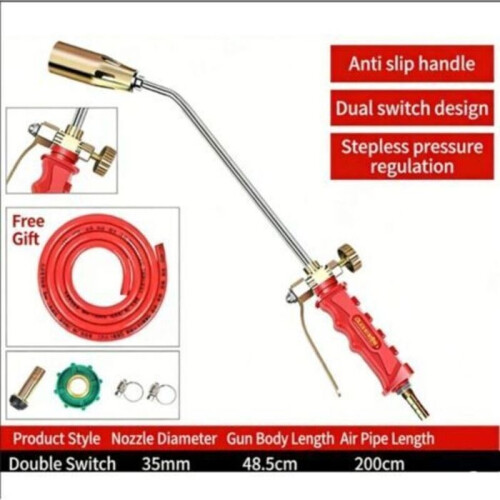Portable propane weed killer/de-icer sprayer with push-button igniter and 2m hose