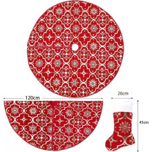 Jupe de sapin de Noël - ZGEER - 120 cm - Rouge - Tapis de sapin - Chaussette de Noël 45 cm