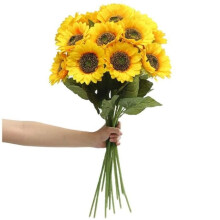 Fleurs artificielles - Non spécifié - Tournesol - Longue tige - Soie - Lot de 6