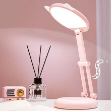 LED-Schreibtischlampe für Mädchen, rosa Katzenohren, verstellbares Nachtlicht