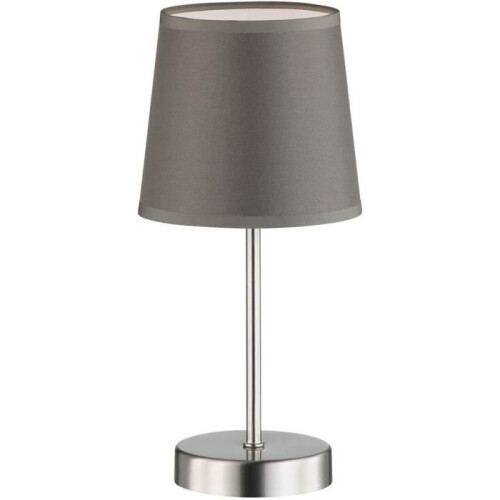 Hellgraue Tischleuchte mit Stoffschirm, 32 cm hoch