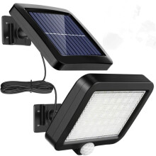 Applique murale solaire LED avec détecteur de mouvement pour jardin - 56 LED - 12 W - Étanche - Noir