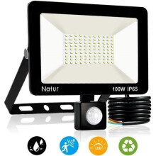 Faro LED da 100 W con rilevatore di movimento, 10000 lumen, luce di sicurezza LED per esterni 6000K, faretto impermeabile IP65 LBQ26
