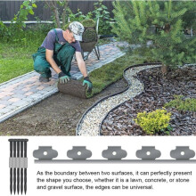 Flexible Garden Edging 5M 5Cm, Garden Border with 15 Anchoring Stakes, Outdoor Plastic Garden Edging-B