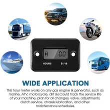 2-piece inductive hour meter for gasoline engine lawnmower motorcycle motocross snowmobile go-kart marine ATV boat motor