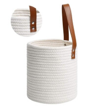 Hanging flower pot made of woven rope - White - Rustic wall decoration
