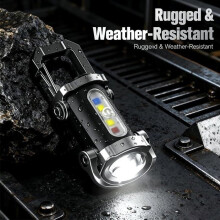 Set of 2 rechargeable keychain flashlights with phone charger, 1200 lm, 7 lighting modes, water resistant.