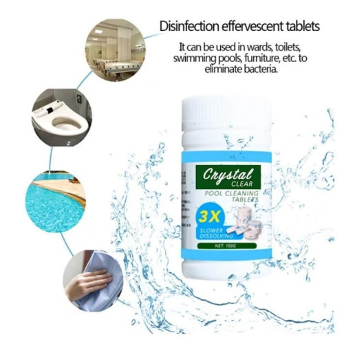 Pool cleaning float with 100 purification tablets, pool chlorine dispenser kit [1DCA3D2] 1