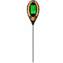 Professionele 4-in-1 bodem-pH-meter met lcd-display, temperatuur-, vochtigheids- en zonne-energie-pH-tester voor tuinieren.