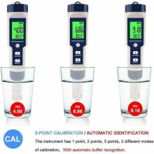 5-in-1 Electronic pH Meter Tester - Measures pH, TDS, EC, Salinity and Temperature - LCD Screen with Accurate Readings - Conv