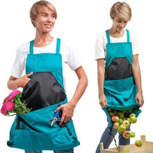 Tuinschort, tuinkeukenschort met zakken, oogstschort, tuinschort (1 stuk, groen)