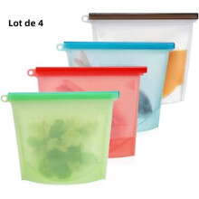 Sacchetti per alimenti riutilizzabili in silicone senza BPA, ideali per la conservazione in freezer, per frutta, verdura e carne,