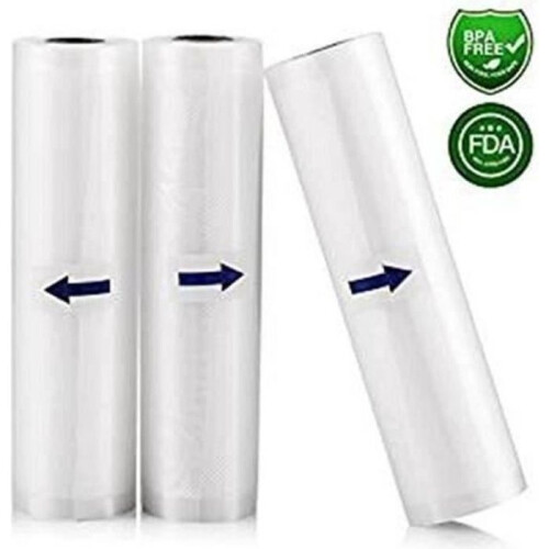 TEMPSA - 3 ρολά ανάγλυφης μεμβράνης κενού αέρος 28500 cm, χωρίς BPA, 1 λεία πλευρά