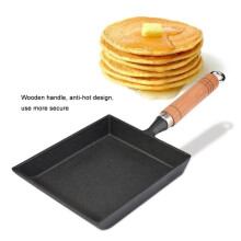 Japanse omeletpan - Tamagoyaki - Gietijzer - Anti-aanbaklaag - Houten handvat - 37x15,5 cm