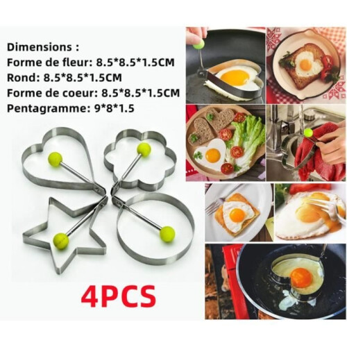 Stampo per uova fritte - Acciaio inossidabile - 4 pezzi 1