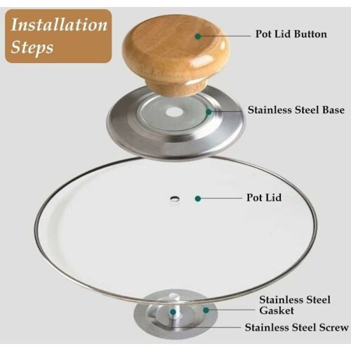 Universal Wooden Knobs for Lids, Set of 4, Kitchen Utensil Replacement Doormat 2