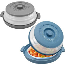 2-teilige Mikrowellenabdeckung mit Tablett, faltbare 2-in-1-Mikrowellen-Lebensmittelabdeckung, Spritzschutz, Sieb