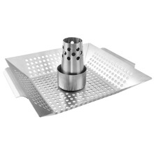 Roestvrijstalen koekenpan voor buiten, multifunctionele grill voor kip, barbecue, groentegrill, koekenpan voor kipgrill