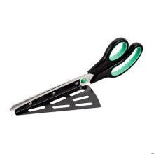 Multifunctioneel pizza- en schilmes/schaar van roestvrij staal - groen/zwart