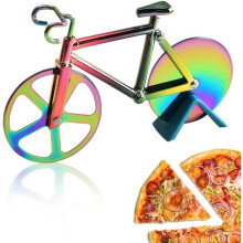 Pizzaschneider, Fahrrad-Pizzarad, antihaftbeschichteter Fahrrad-Pizzaschneider mit Ständer, geeignet zum Schneiden von Pizza (1 Stück)