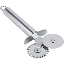 Multifunktionaler Pizzaschneider aus Edelstahl mit zwei Rädern und Sicherheits-Kuchenmesser für Hobbyköche PZCC