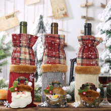 Set of 6 Christmas bags for vintage wine bottles - Snowman design