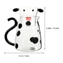 Cartoon glass pitcher, bedside water carafe, beverage pitcher, hot and cold water pitcher with cup for juice, milk, and coffee