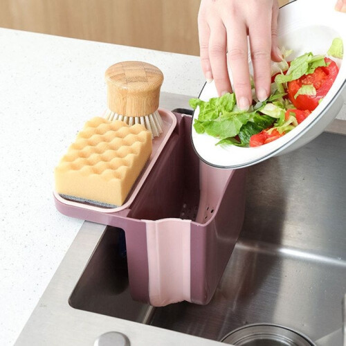 Telescopic kitchen sink drain basket (pink + blue)