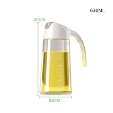 Bouteille en verre coloré de 630 ml avec huile graduée, pot à couvercle à ouverture automatique, sauce soja, etc.