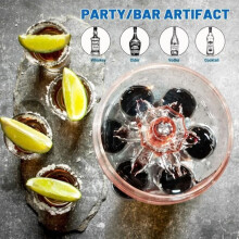 ZGEER Beverage Dispenser - 6 Shot Glasses (4 cl) - Ideal for Parties - Convenient Stand - For Adults