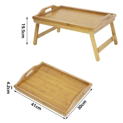 Serving tray - KKTONER - Breakfast tray - Natural bamboo - Foldable - Rectangular 1