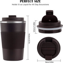 Mug isotherme - AMOUNE - 380 ml - Acier inoxydable - Couvercle étanche - Antidérapant