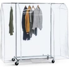 Protective cover for clothes rack, 152x180x50cm, waterproof plastic, transparent, easy to open. Label